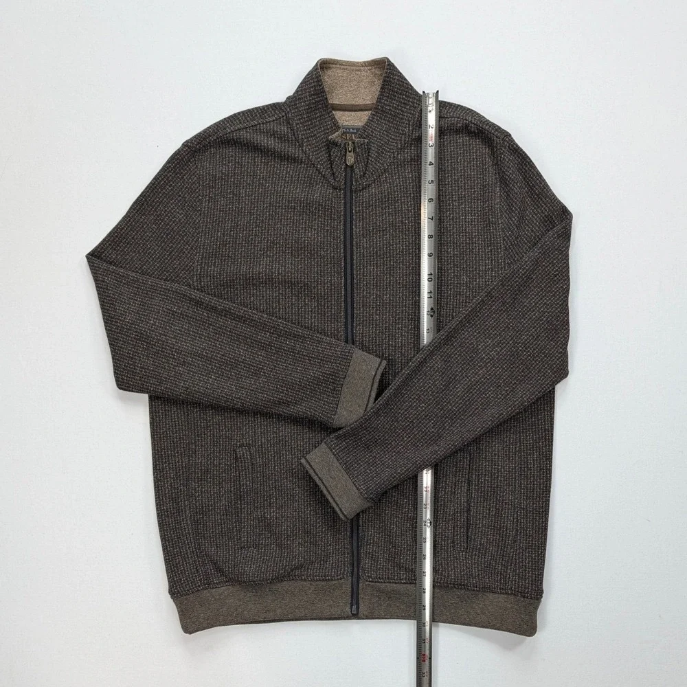 Jos A Bank Reserve Full Zip Sweater Jacket Brown Cotton Men's L